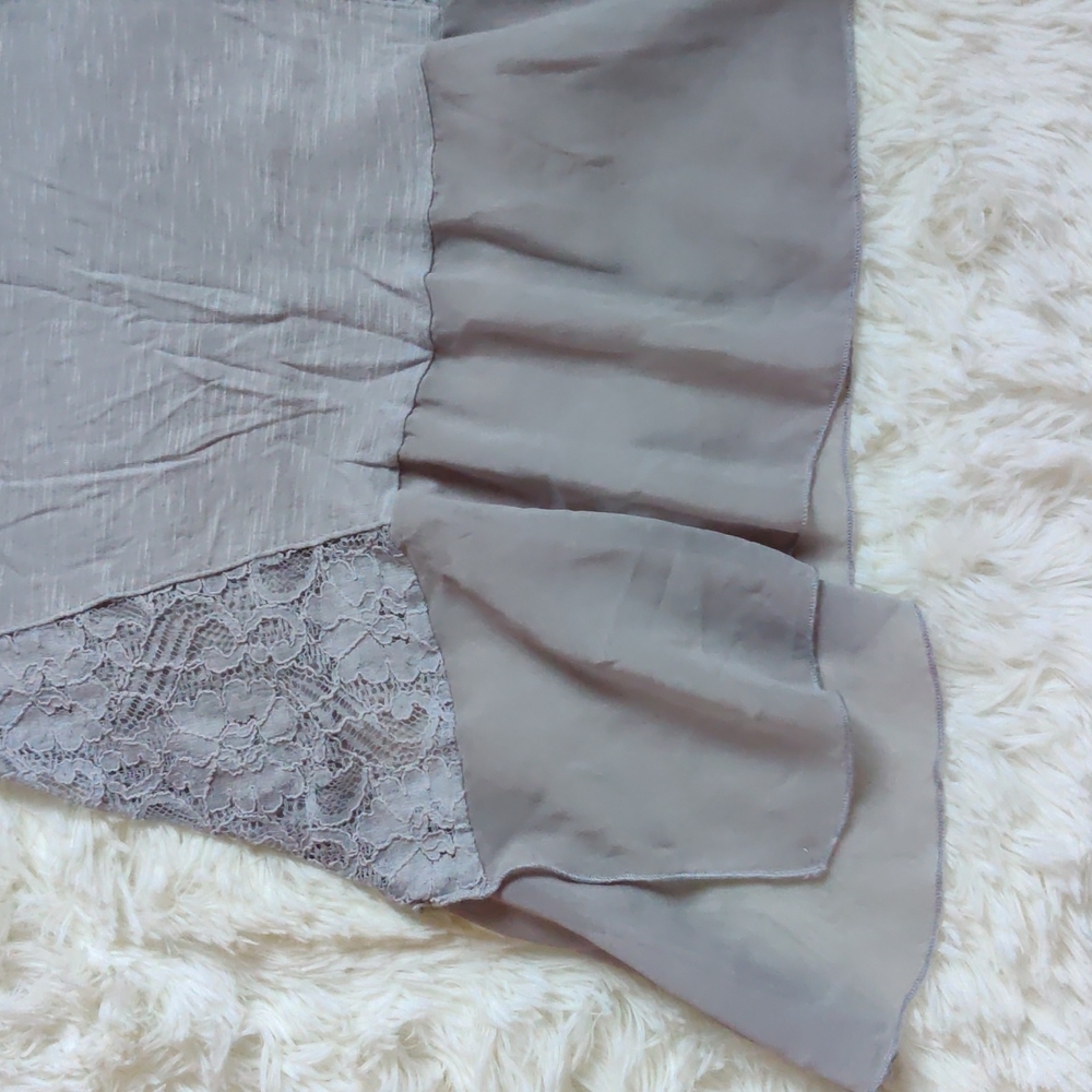ROMY Lace Baby Doll Tank Top Gray, Size Small - Picture 2 of 6